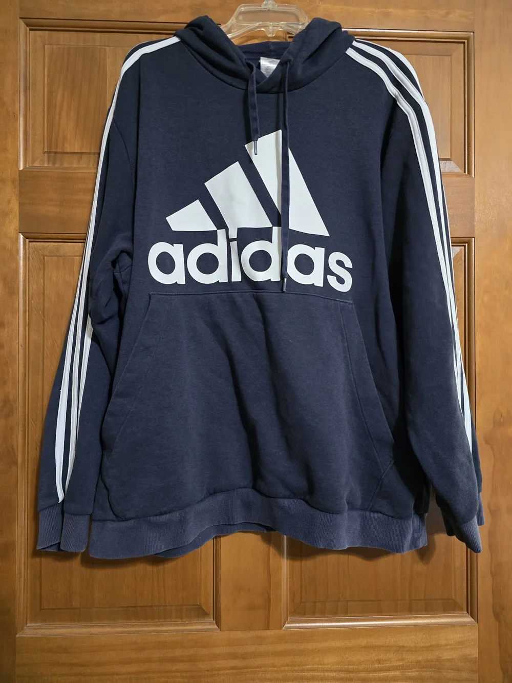 adidas Navy and White Trefoil Logo Pullover Hoodie
